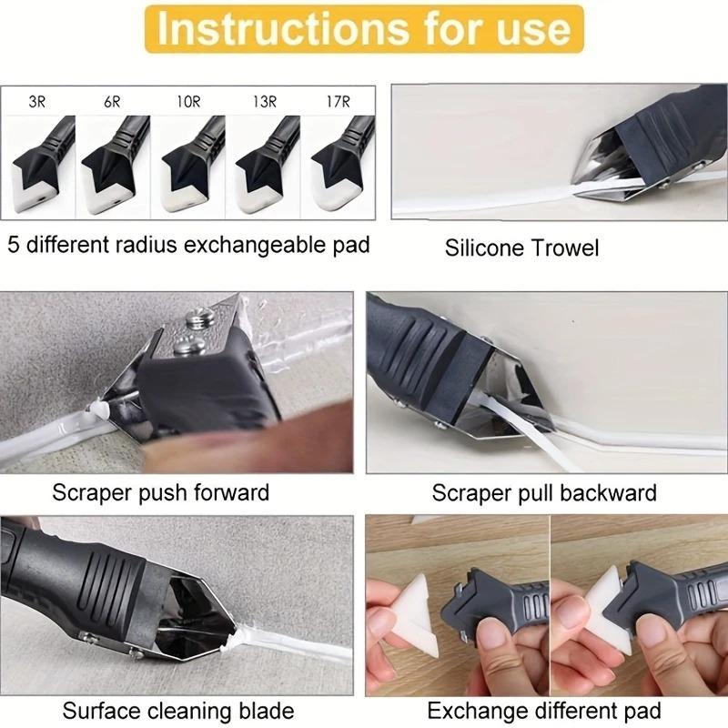 1set Three-in-one Multifunctional Silicone Corner Scraper for Wall Trimming  Household Caulking Scraper Tool Cleaning Tools