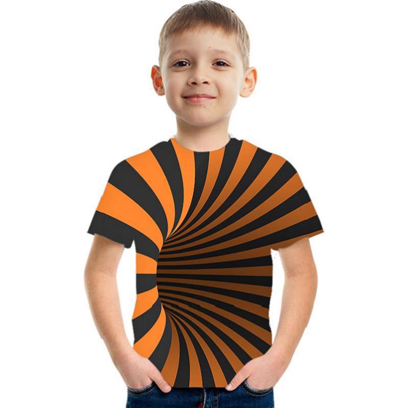 Summer Children's 3D T-shirt Visually Deceiving Boys' Printed Short Sleeved T-shirt Tees