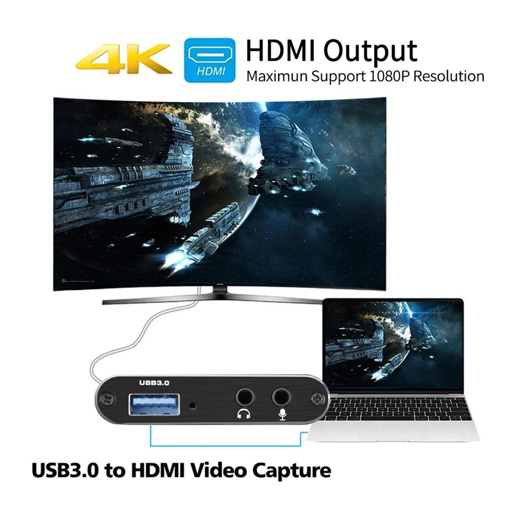 HDMI To USB 3.0 Video Capture Card for 4K Video Live Streaming Via USB 3.0 Data Camera