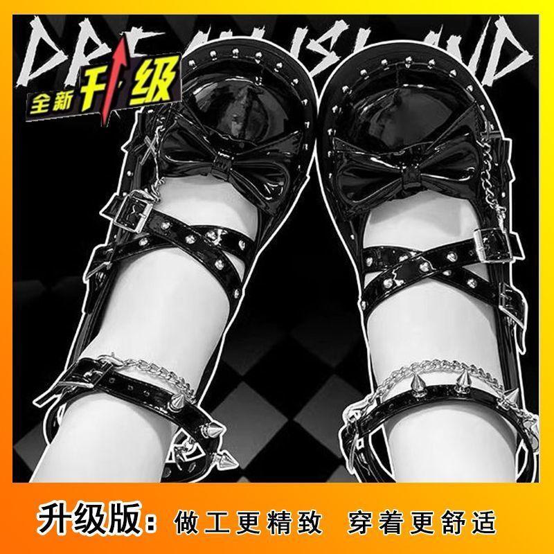Japanese cos single shoes 2025 new subculture spice girls dark punk style muffin shoes thick sole heightening Lolit shoes