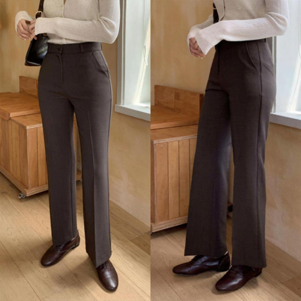 New Arrivals Open Run Women Pin Tuck Bootcut Slacks Pants