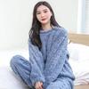 OEING Women's Thickened Jacquard Flannel Warm Pajama Set