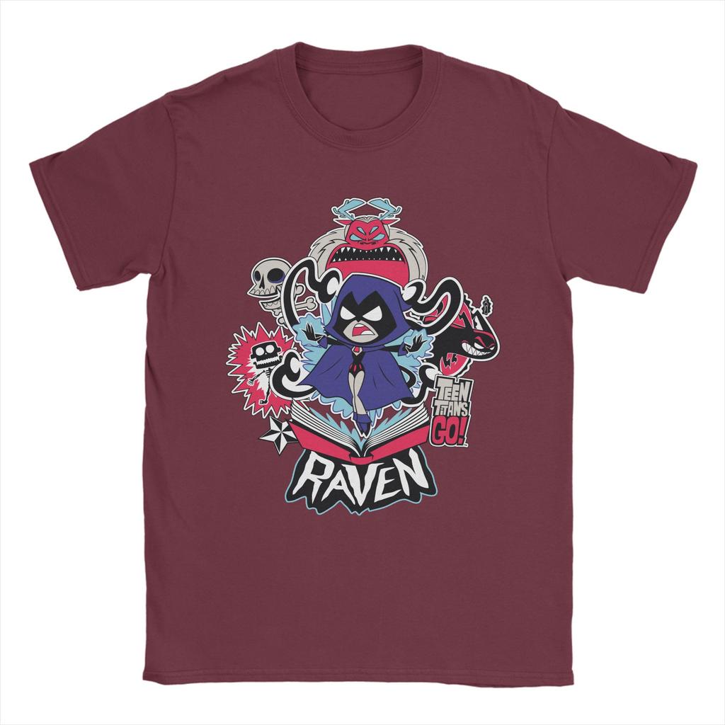 Kawaii Teen Titans Go Raven Demonic Powers Graphic Tshirt Men's O-neck Short Sleeve Tops  Cotton Summer Tops
