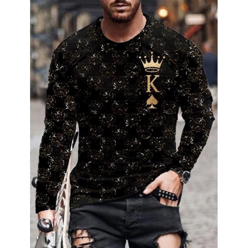 

Осенние мужские повседневные футболки с принтом, уличные футболки с длинным рукавом и круглым вырезом в стиле Y2K, модная мужская одежда 6XL