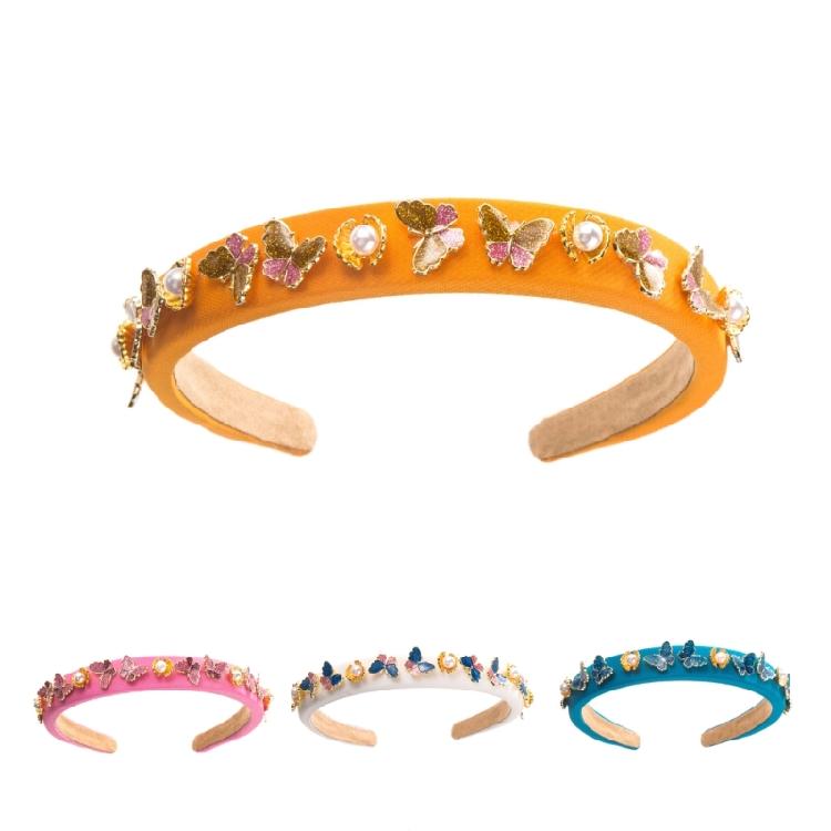 Elegant HighSkull Hairband Butterfly Studded Foam Headband Women Party Hairhoop