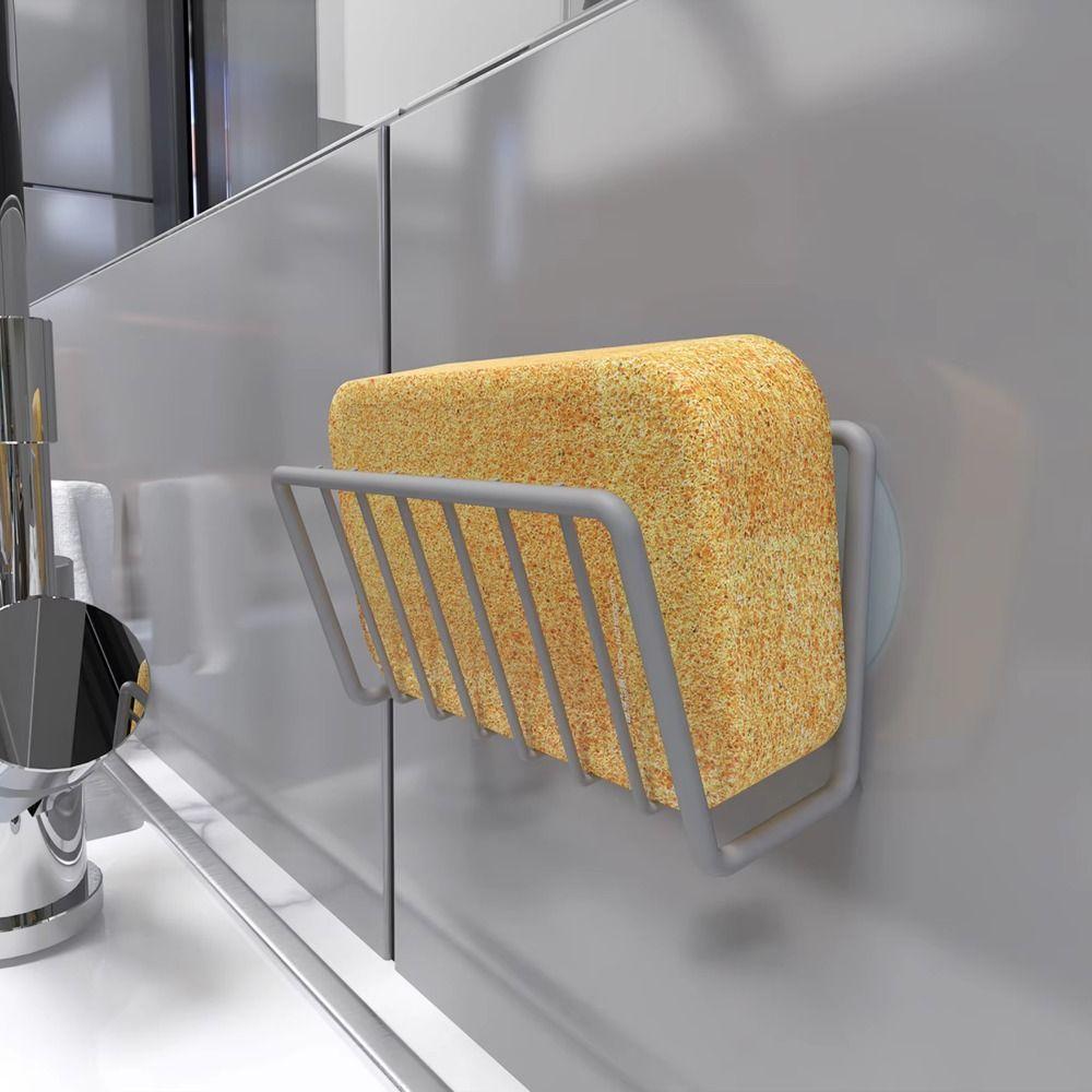 Wall-Mounted Sponge Holder No-Drill Suction Cup Drain Storage Shelf Space Saving Draining Sink Drain Stand Household