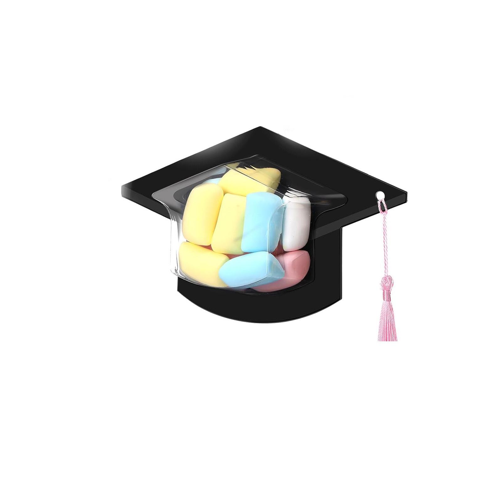 

3D Graduation Cap Candy Dome Storage Box Plastic Treat Container for Graduation Party, Table Centerpiece Candy Holder as shown