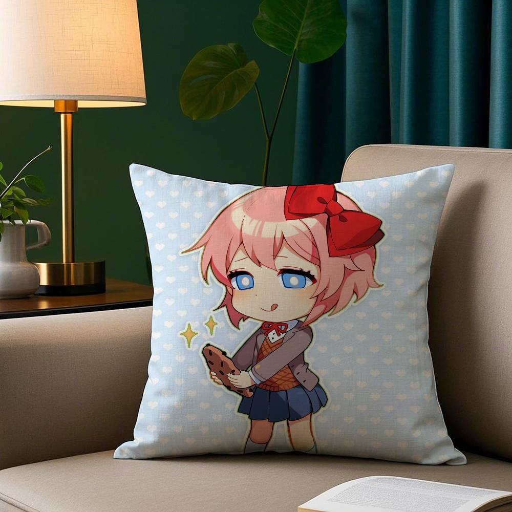D-Doki Doki L-Literature Club Pillow Case Cozy Plush Pillow Cover Double Side Printed – Home Gift for Bedroom Decor