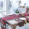 Charming Christmas Table Flag Stylish Plaid Fabric Embroidered Table Decor For Holiday Gatherings