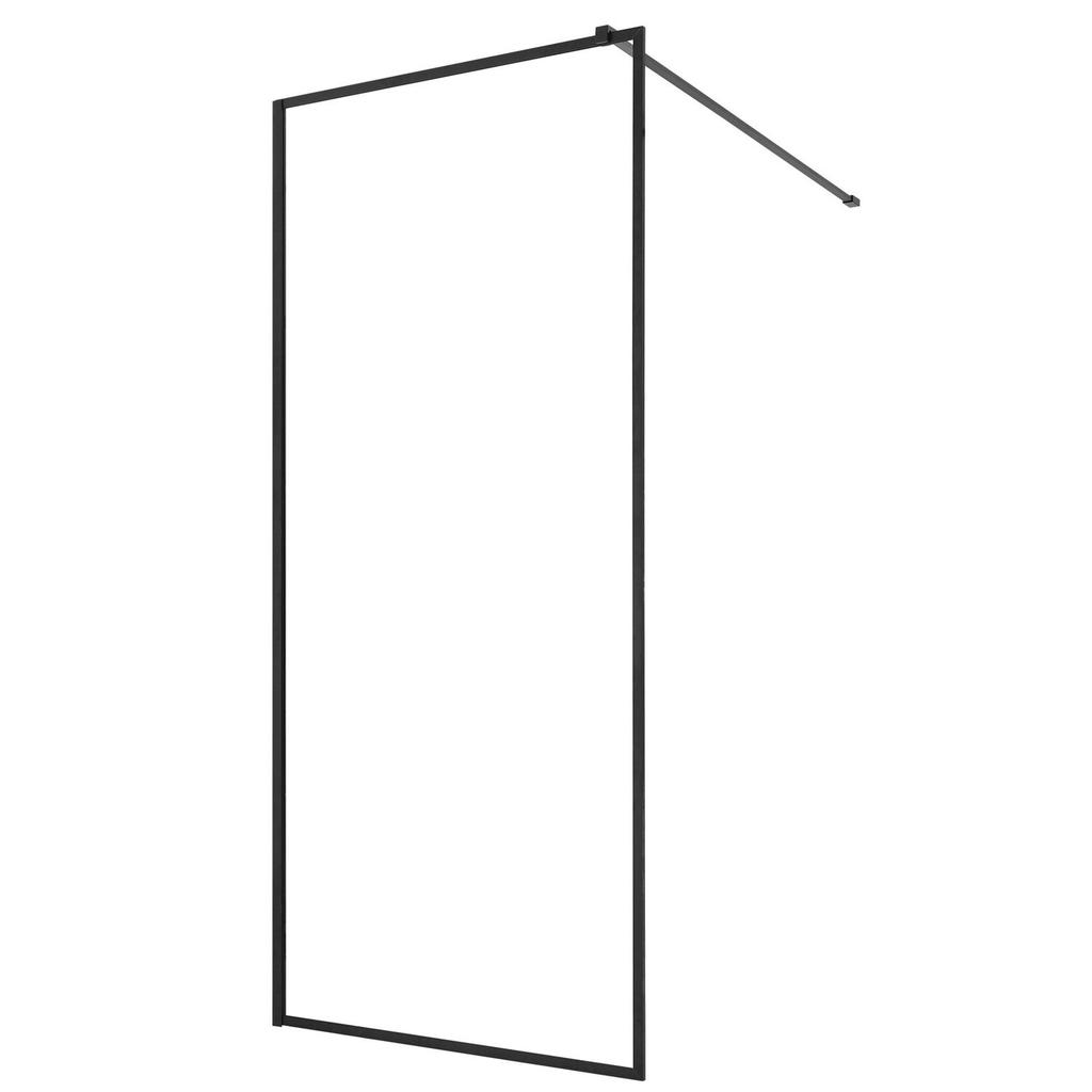 Fixed Glass Shower Panel, 864 x 1870 mm Full-Framed Fixed Shower Screen, 8 mm Thick Clear Tempered Glass Door with Bottom Seal Strip and Hardware,