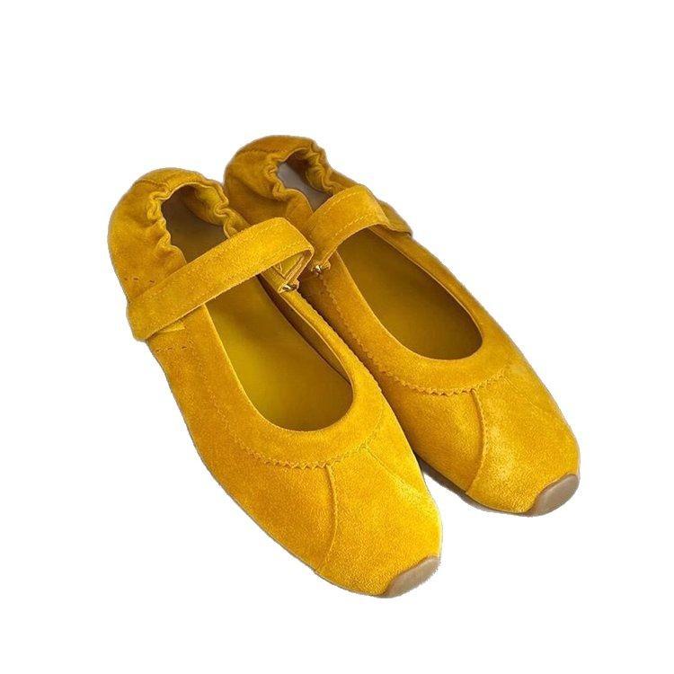 Soft leather version~ retro Velcro word with Mary Jane shoes ballet style versatile casual round head flat sole shoes women
