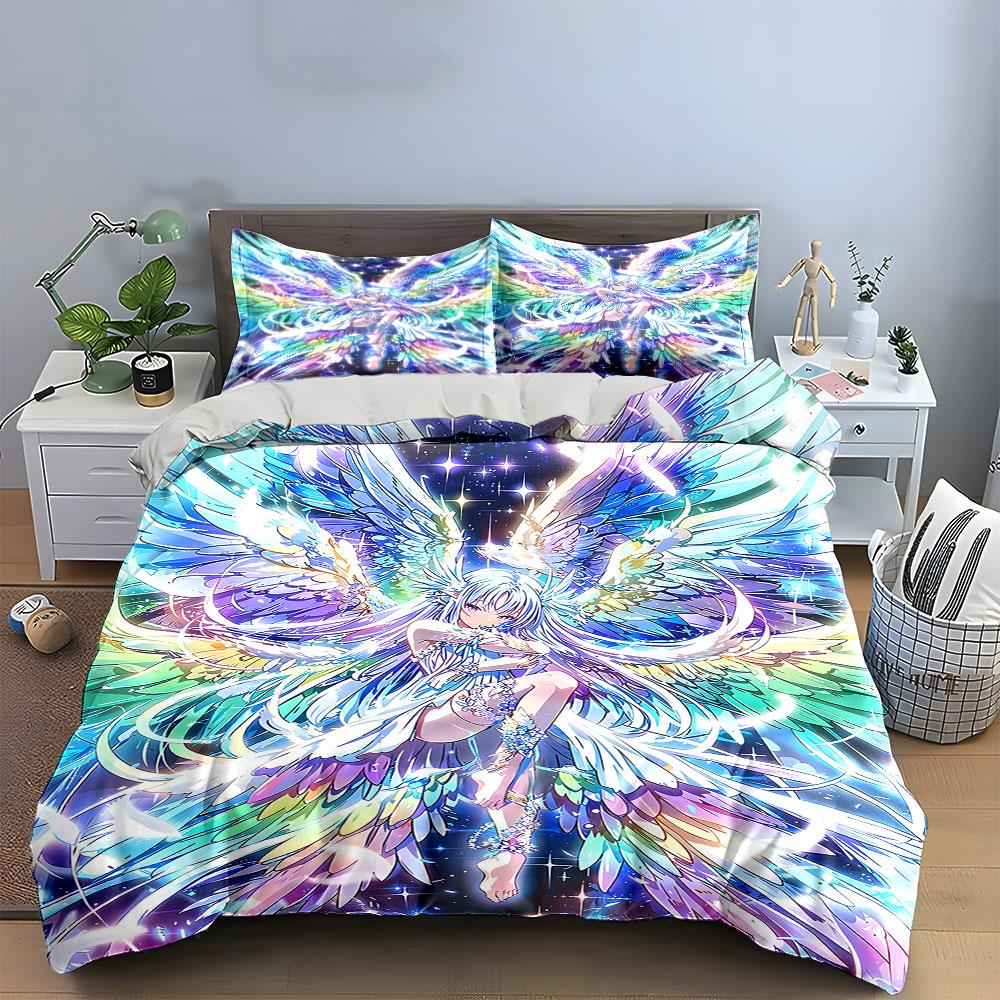 Colorful angel with wings. Bedding sets Duvet cover sets Duvet covers Pillowcases(1 * Duvet Cover 2 * Pillowcases without duvet insert)