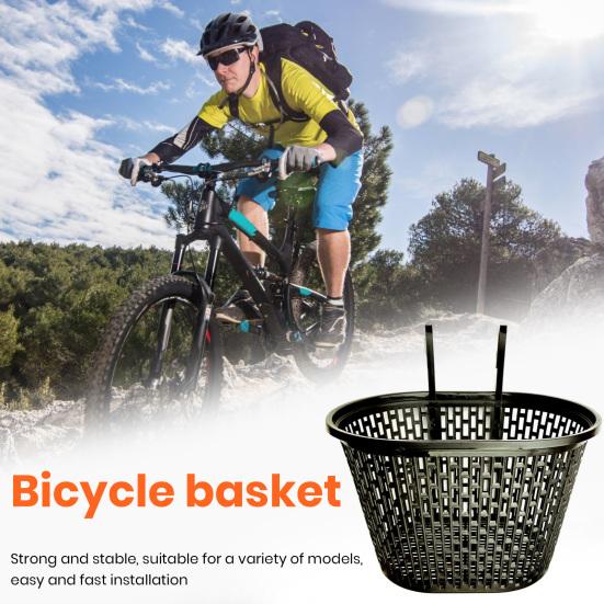 Bicycle Basket Strong Large Capacity Hollowed-out Plastic Basket Multifunctional Item Storage Removable Folding Bike Organizer Front Basket Cycling