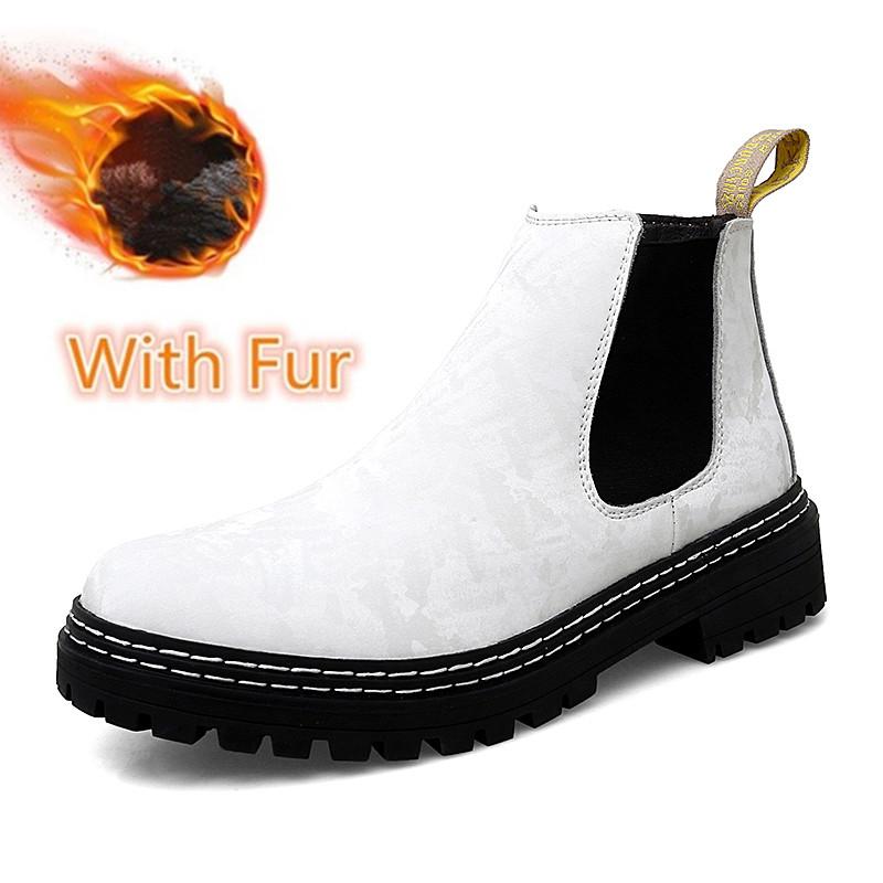 

Мужские повседневные кожаные ботинки Chelsea с толстой подошвой, модные зимние теплые мужские ботинки, офисные теплые мотоциклетные ботинки, классическая обувь класса люкс 37