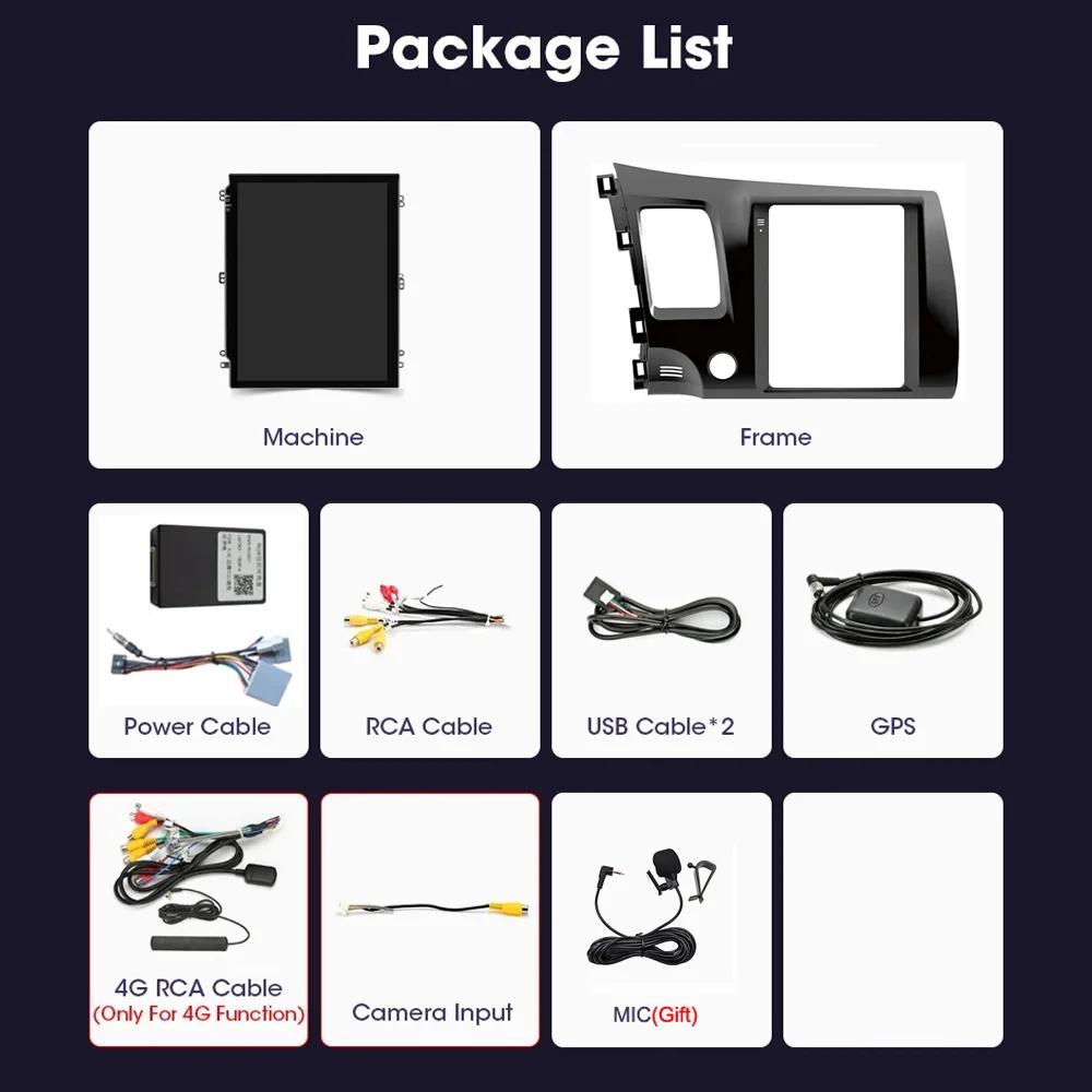 9.7" Android 12 Radio For Honda Civic 8 2005-2012 Multimedia Player 2din GPS Navigation Carplay  Auto Stereo Tesla Screen HU