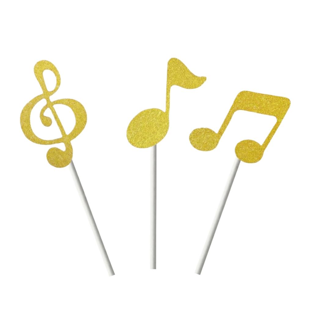 Music Note Cake Toppers Set of 6 for Birthday Party Decorations Musical Theme Cupcake Picks DIY Cake Flags Reusable Accessories