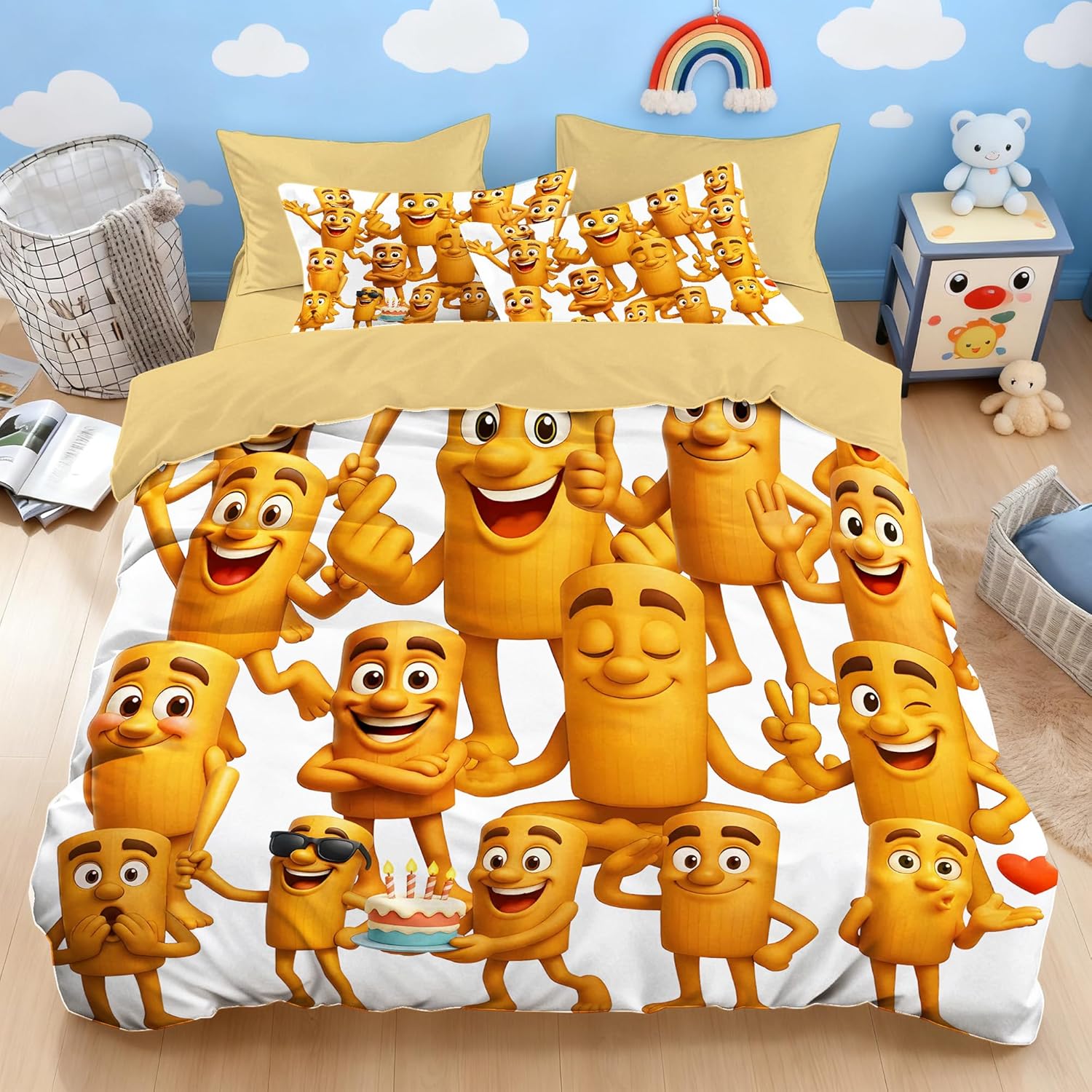 Grosstor Unisex Italian Brainrot Single Size Duvet Cover Sets Soft Printed Kids Teens Bedding Set Brushed Microfiber Duvet Cover With Pillowcase