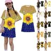 Girls Print Casual Dress Kids Loose Round Neck Short Sleeve Thin Sundress