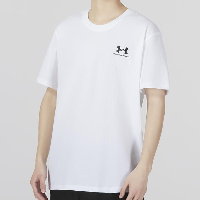 Under Armour Solid Color Sports Running Training T-Shirt Short Sleeves Men Tops White 1373997-100