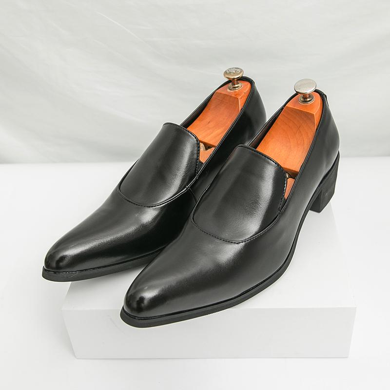 Men Business Pointed-toe Formal Leather Shoes Men Casual Comfortable Fashionable High-heeled Leather Shoes Banquet Shoes Men