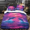 Colorful Dolphin Duvet Cover Set, Soft Comforter Cover With Zipper Closure 2 Pcs,Quilt Cover With Pillowcase For Kids And Adults