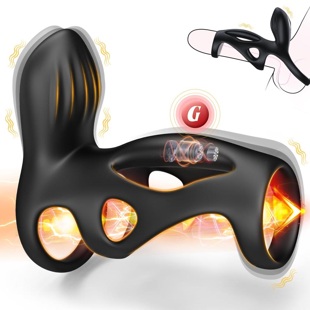 Vibrating Penis Ring, Sex Toys for Men, Penis Sleeve with 10 Vibration Modes, Penis Vibrator Extender,Dual Motor Testicles,G-spot Stimulation,Sex Toys