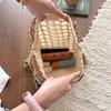 Summer vacation drawstring lined fishing net woven bag