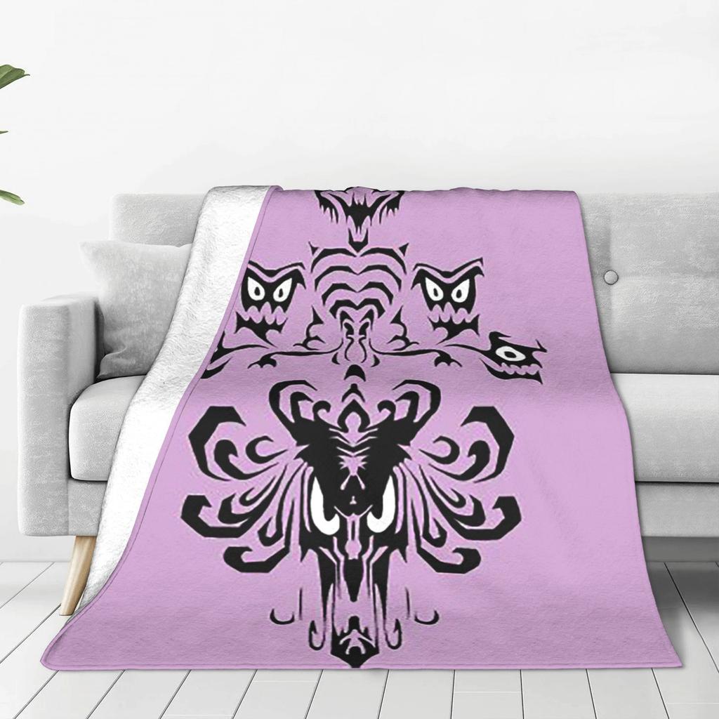 Flannel Throw Blanket Grimace Haunted Mansion Halloween Horror Warm Plush Blankets Soft Bedding for Bed Living room Home Picnic