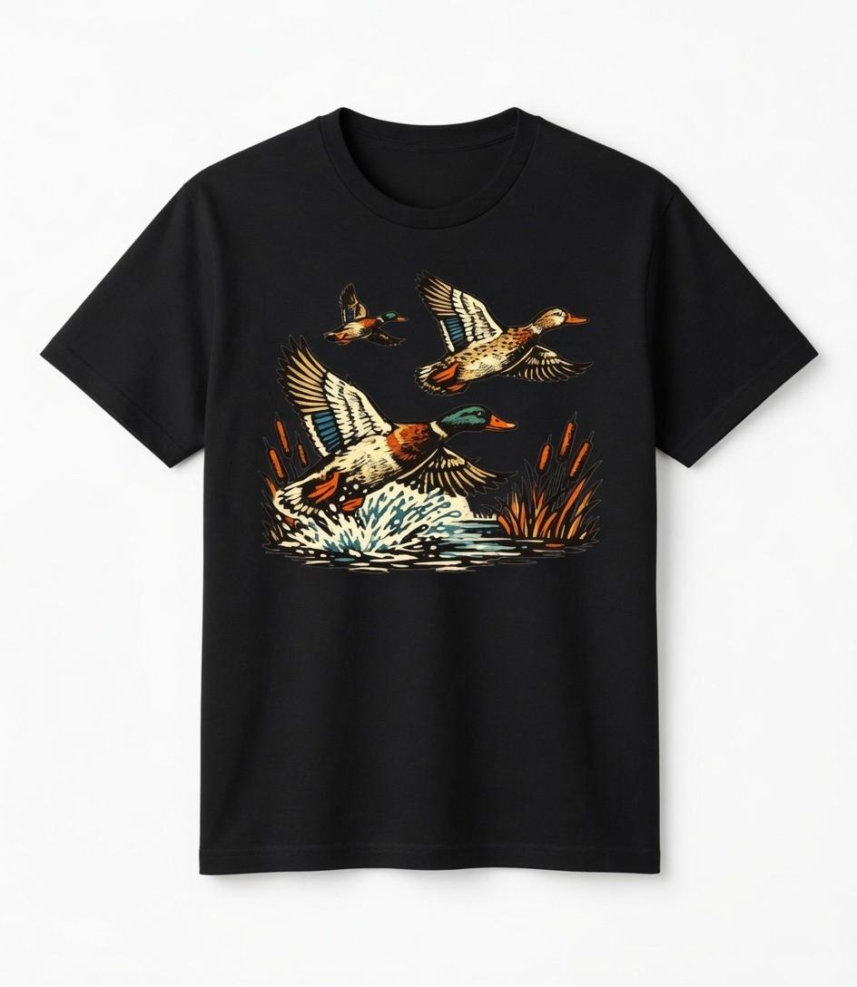 Flying Ducks Vintage Hunting Mallard Outdoor Graphic T-Shirt XXXXL