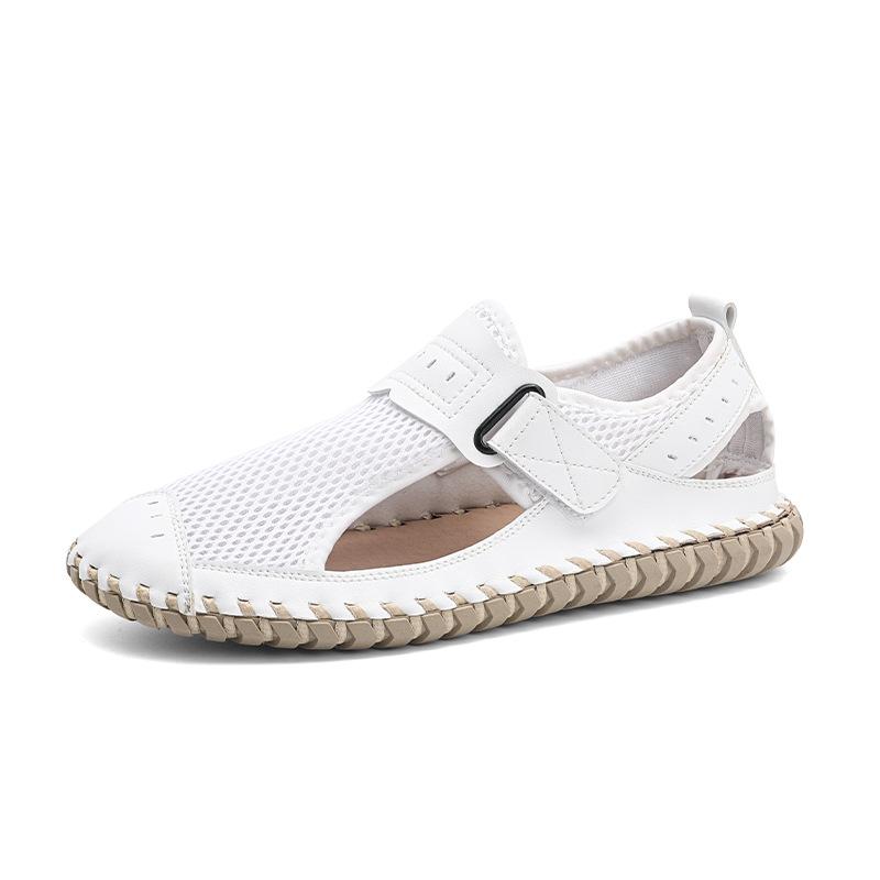 Large Size Men's Mesh Shoes Breathable Summer Hollow Men's Shoes Outdoor Light Casual Shoes Wading Non-slip Handmade Shoes