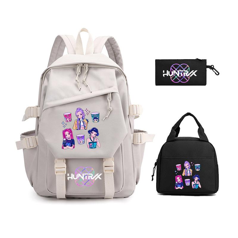 Demon Hunters KPop Demon Hunters Student School Bag Three-piece School Bag Zipper Pencil Case
