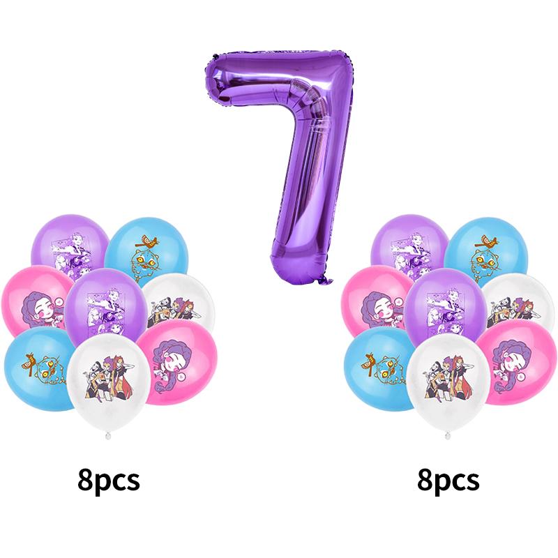 Baloane de petrecere Kpop Demon Hunter K-pop Huntrix Fundal cu baloane de petrecere Kpop Hunter Warrior Consumabile pentru petrecerea de ziua de naștere