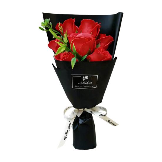 7 Head Artificial Rose Bouquet Handcrafted Soap Flower Petals Decoration Valentine's Day Anniversary Birthday Women Mother Wife Girlfriend Gifts