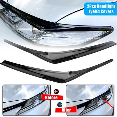 1 Pair Headlight Eyelid Cover Head Light Lamp Eyebrows Molding Trim For Toyota Camry Le Xle Se Xse 2018-2023