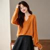 Damen Oversize V-Ausschnitt Kaschmir-Mischung Strickpullover