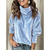 Herfst Winter Hoge Hals Fleece Sweatshirt Dames Los Effen Kleur Fleece Gevoerd Top Mode Veelzijdig Casual Pullover Warm Vest