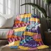 Colorful Patchwork Design Microfiber Flannel Cover Blanket Bedroom Living Room Sofa Soft And Comfortable Home Decoration