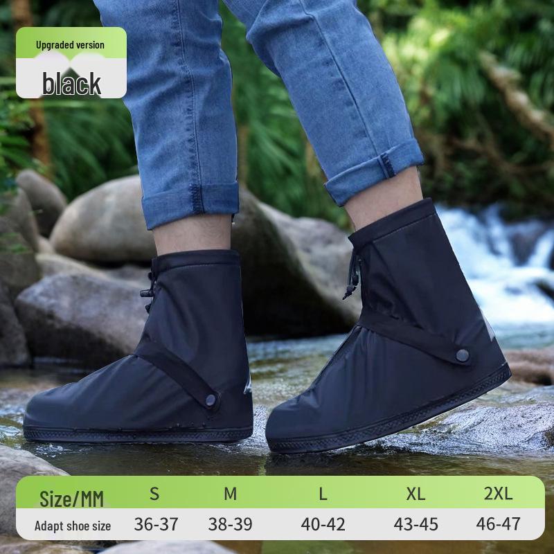 

Adult Non-Slip Waterproof Mid-Calf PVC Rain Boot Covers - Thickened & Wear-Resistant for Outdoor Use Textured PVC Mid-Calf Black XL