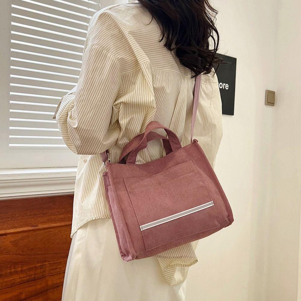 Vintage Shoulder Backpack Corduroy Polyester Female Tote Bags Fashion Crossbody Bags  Women