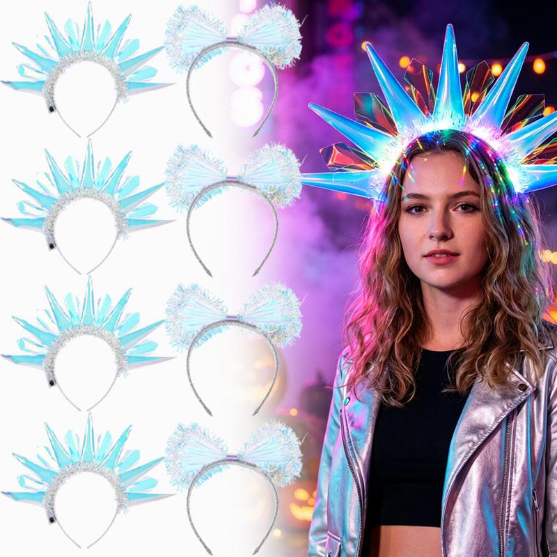 1-20pcs Laser Holographic Glow Headband for Christmas Halloween Party Costume Decoration Accessory Home Celebration