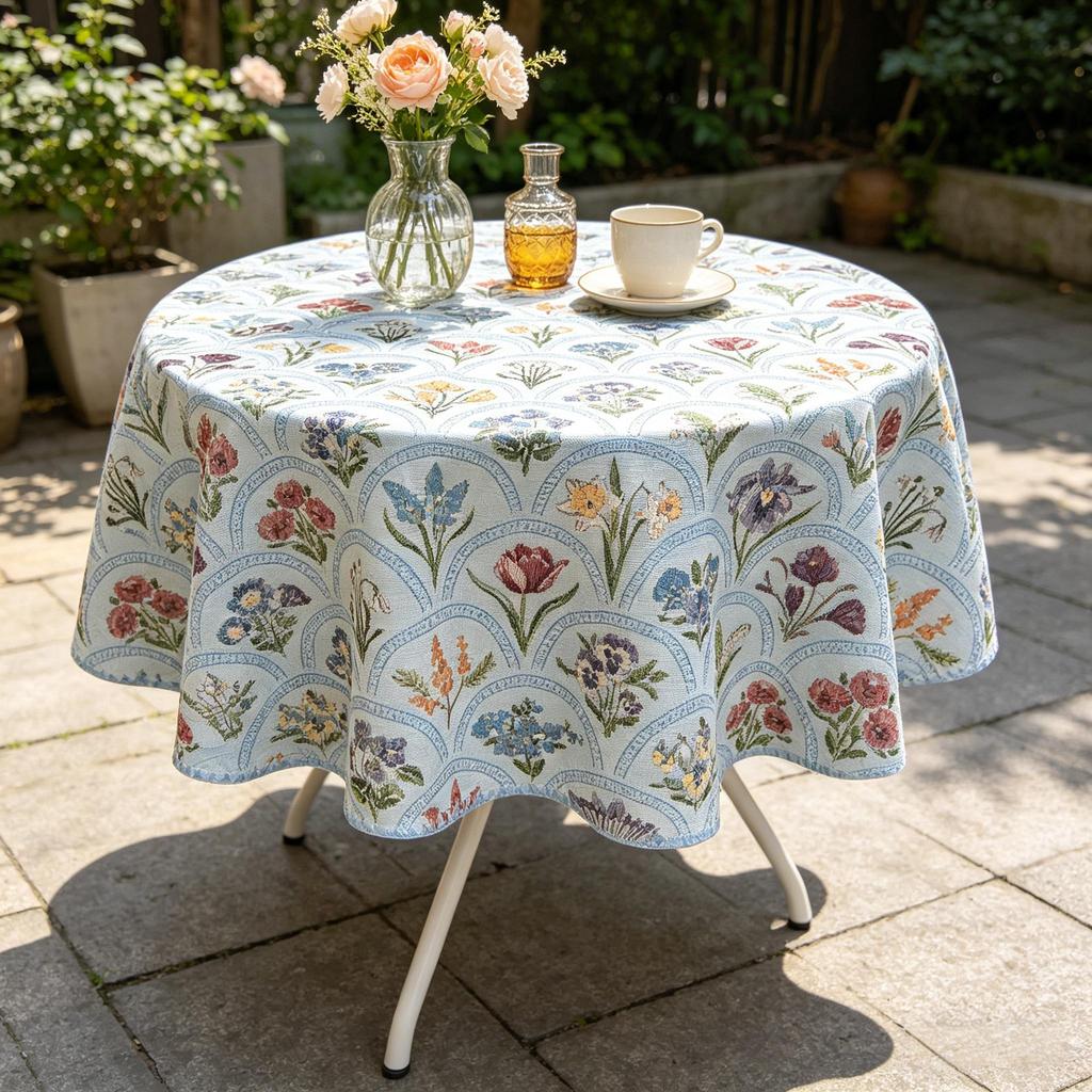 Kitchen Dining Table Living Room Home Use Cotton Fabric Round Tablecloth