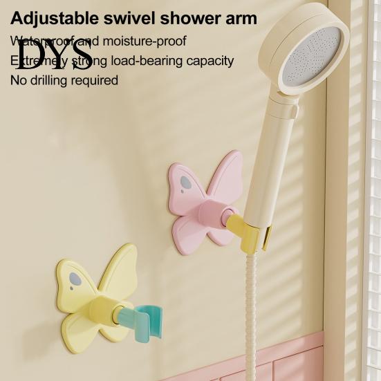 Bathroom Wall Organizer Butterfly Shower Head Holder, Mounted Self-adhesive Handheld Pet Bathing Holder Bracket, Universal Adjustment Waterproof