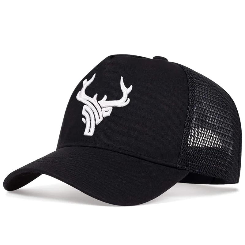 Unisex Antler Embroidered Baseball Cap Men Women Summer breathable Mesh Caps Adjustable  Outdoor Casual Sunscreen Hat Dad Hats