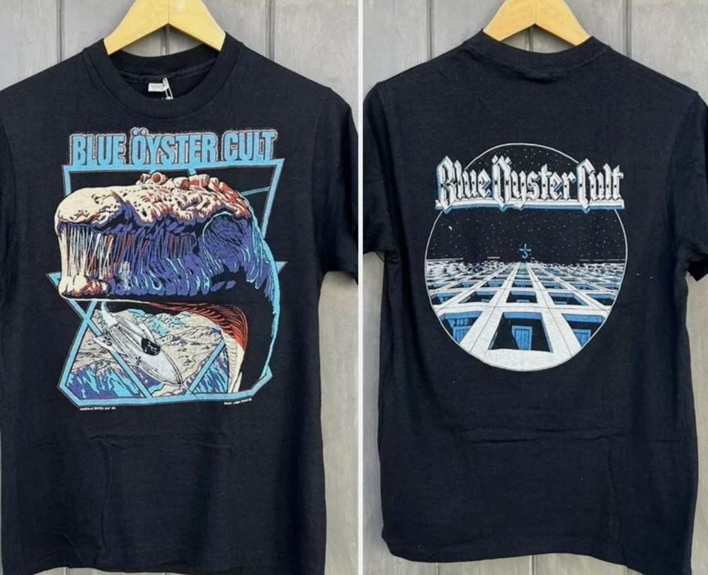 

Rare 1980 Blue Oyster Cult graphic 2 side Black T shirt unisex 4XL