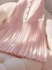 Trendy Pink Patchwork Pleated A-line Midi Skirt: Pear-Shaped, High-Waisted, Hip-Covering, Slimming Design for Women