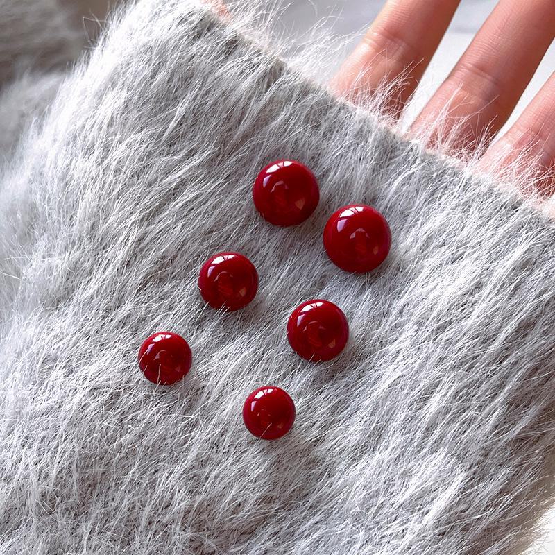 925 Sterling Silver Red Ankola Bead Earrings for Women - Elegant, Simple Pearl Design