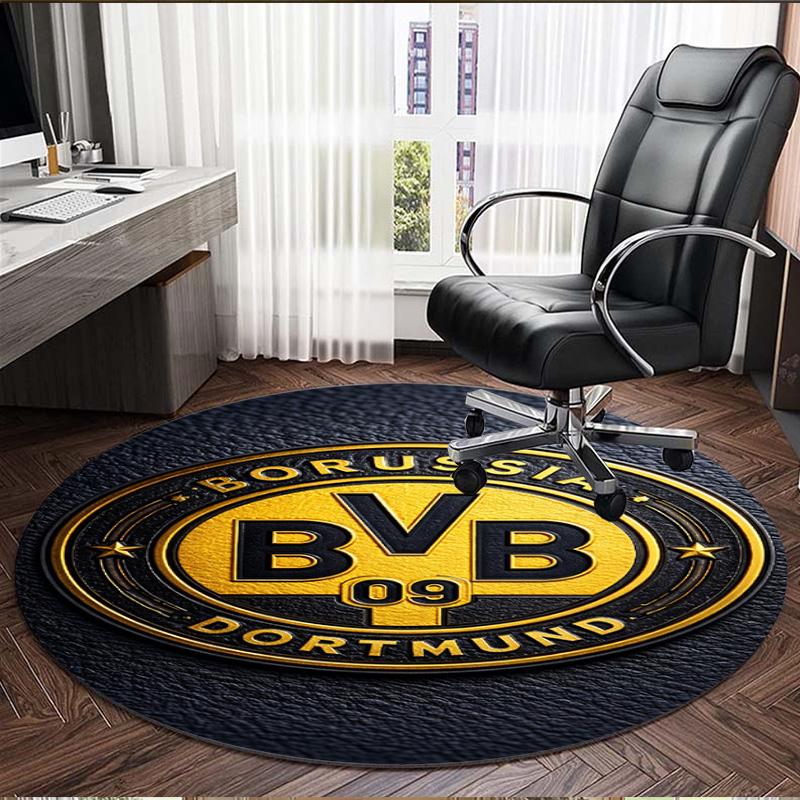 Borussia Dortmund Print Round Rug, Washable Floor Carpet, For Entryway Dorm Laundry Room Office Study, Home Decor Birthday Christmas Gift