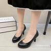 Etiquette high heels women's thin heels pointed table professional work shoes black 5cm student interview large size single shoes spot