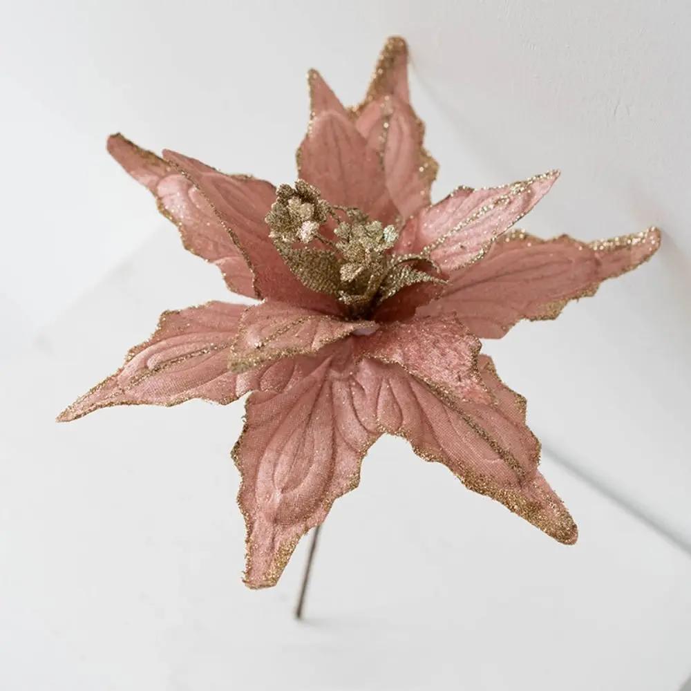 Flower Head Artificial Christmas Flowers Handmade DIY Simulated Christmas Flower Multi-color Xmas Tree Ornaments Event Layout