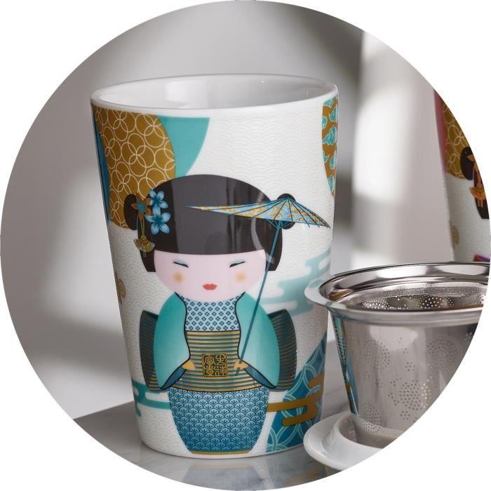 Mug En Porcelaine - TEAEVE - New Little Geisha - PETROLE - Double Paroi - Filtre Inoxydable